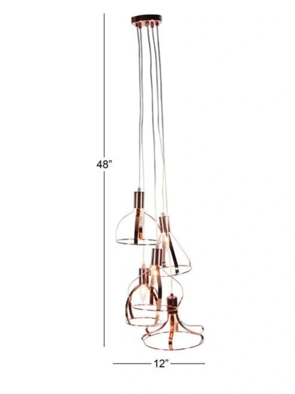 UMA Rose Gold 5 Light Metal Pendant Fixture Modern/ Contemporary by Emma Mason